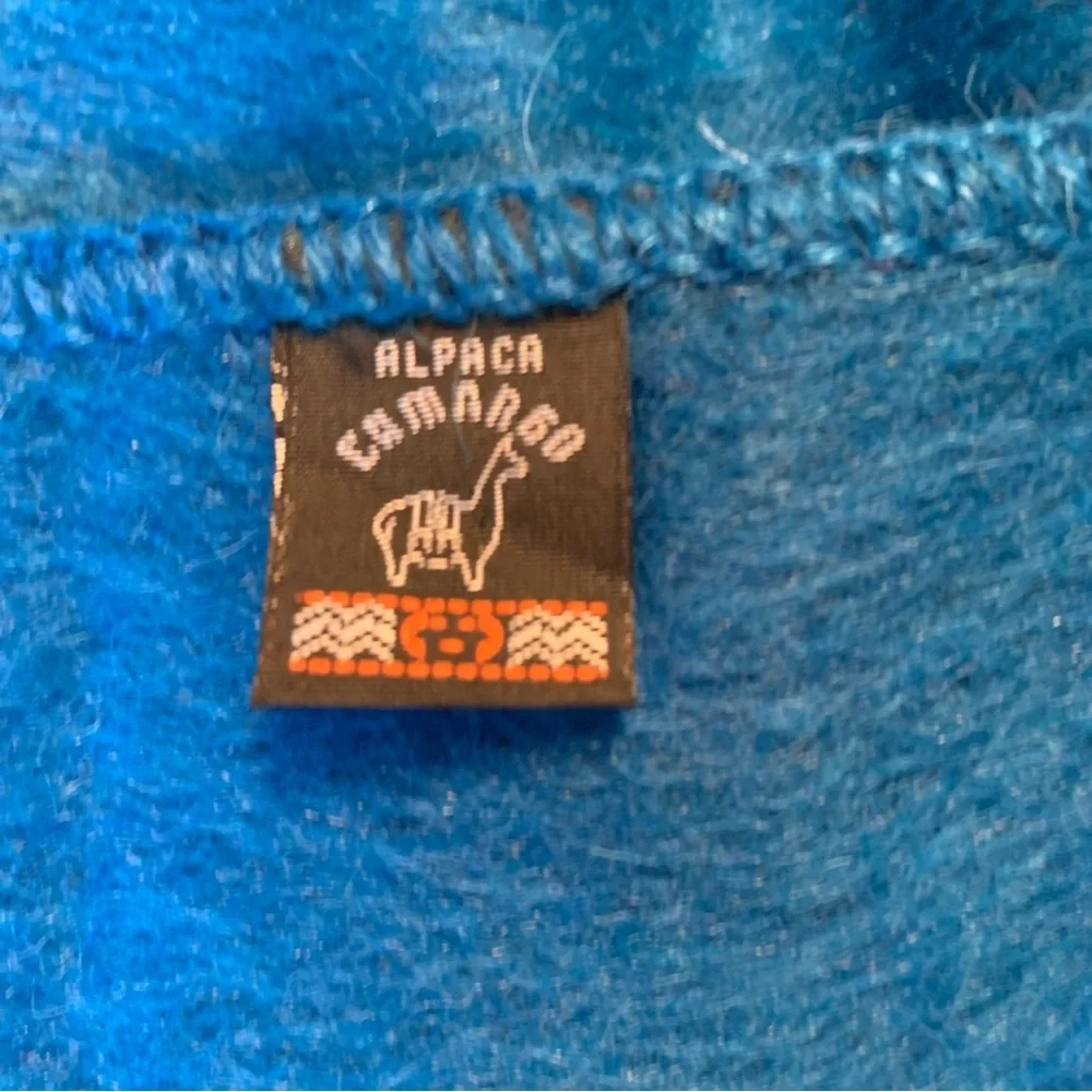 Alpaca Camargo Scarf - Made in Peru - Bright Blue - Soft